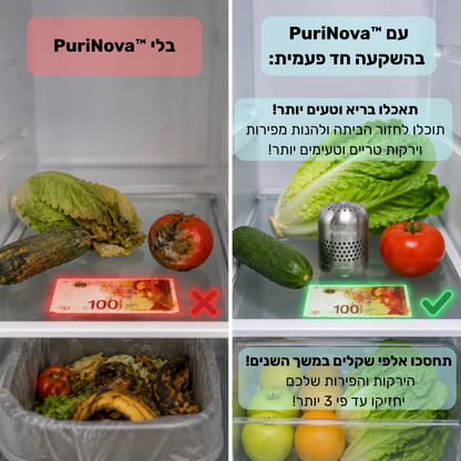 מנטרל ריחות ומזהמים באוויר מהשורש ™PuriNova